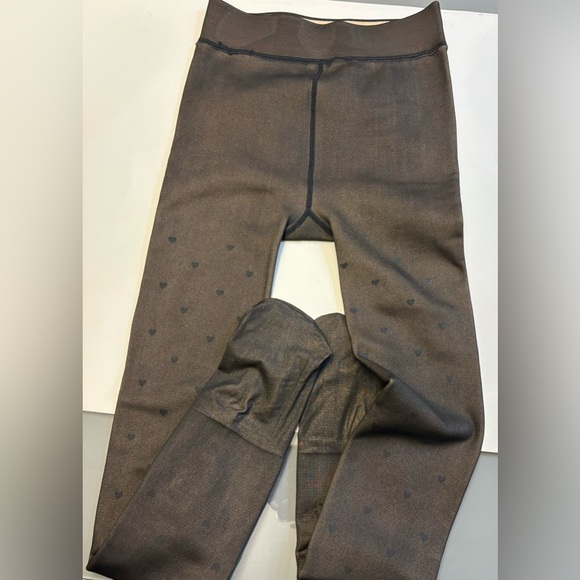 Heart polka dot super soft fleece lined high waist women's tights size XS - Picture 4 of 10